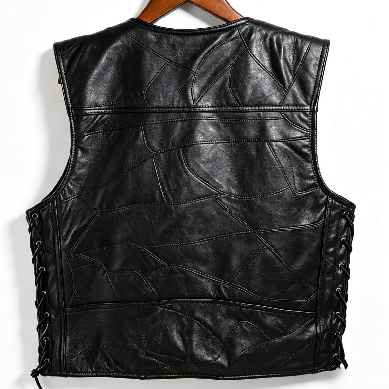 Men's Black Patchwork Leather  - Motorcycle Gear Jacket ulasan dan harga