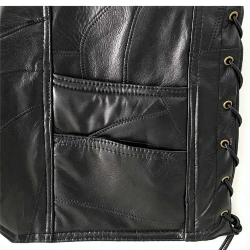 Men's Black Patchwork Leather  - Motorcycle Gear Jacket ulasan dan harga