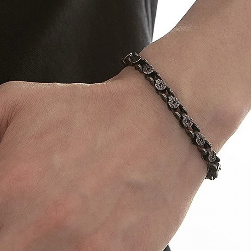 Stainless Steel Bracelet Men G - Motorcycle Gear Pattern ulasan dan harga