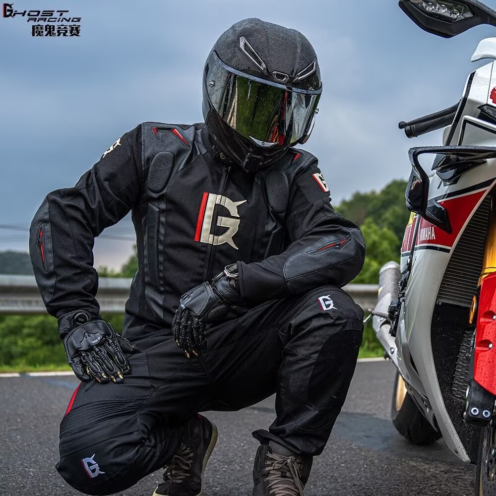 Motorcycle Racing Suit Set wit - Motorcycle Gear With Airbag ulasan dan harga